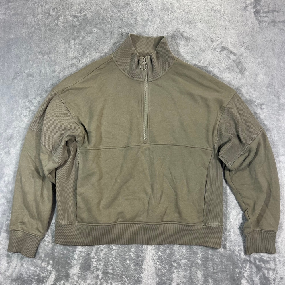 Vuori Sedona Rib Half Zip Women XL Olive Green Relaxed Pullover VW2005 Sweatshir